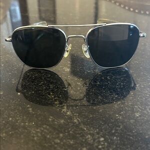Vintage General Optical Unisex Chrome Pilot Aviator Sunglasses